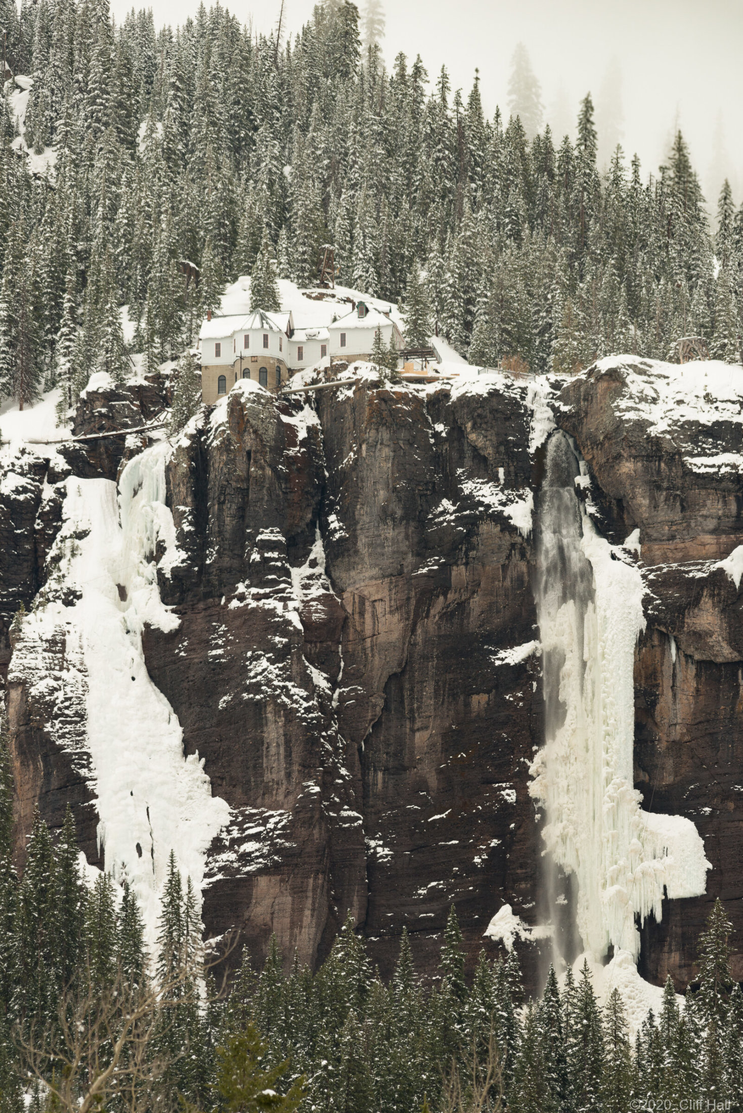 Smuggler-Union Hydroelectric Power Plant above Bridal Veil Falls