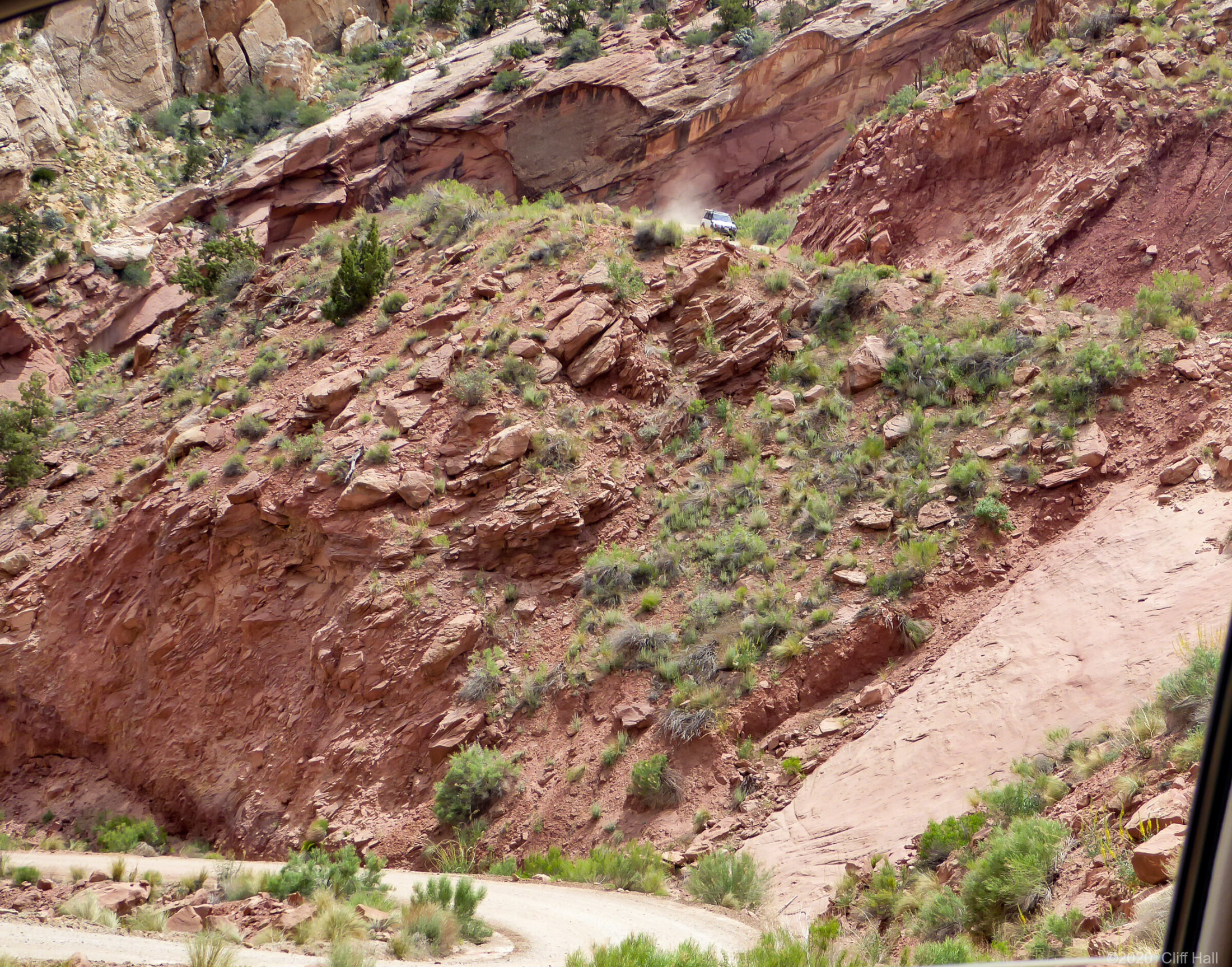 Don coming down the Burr Trail switchbacks