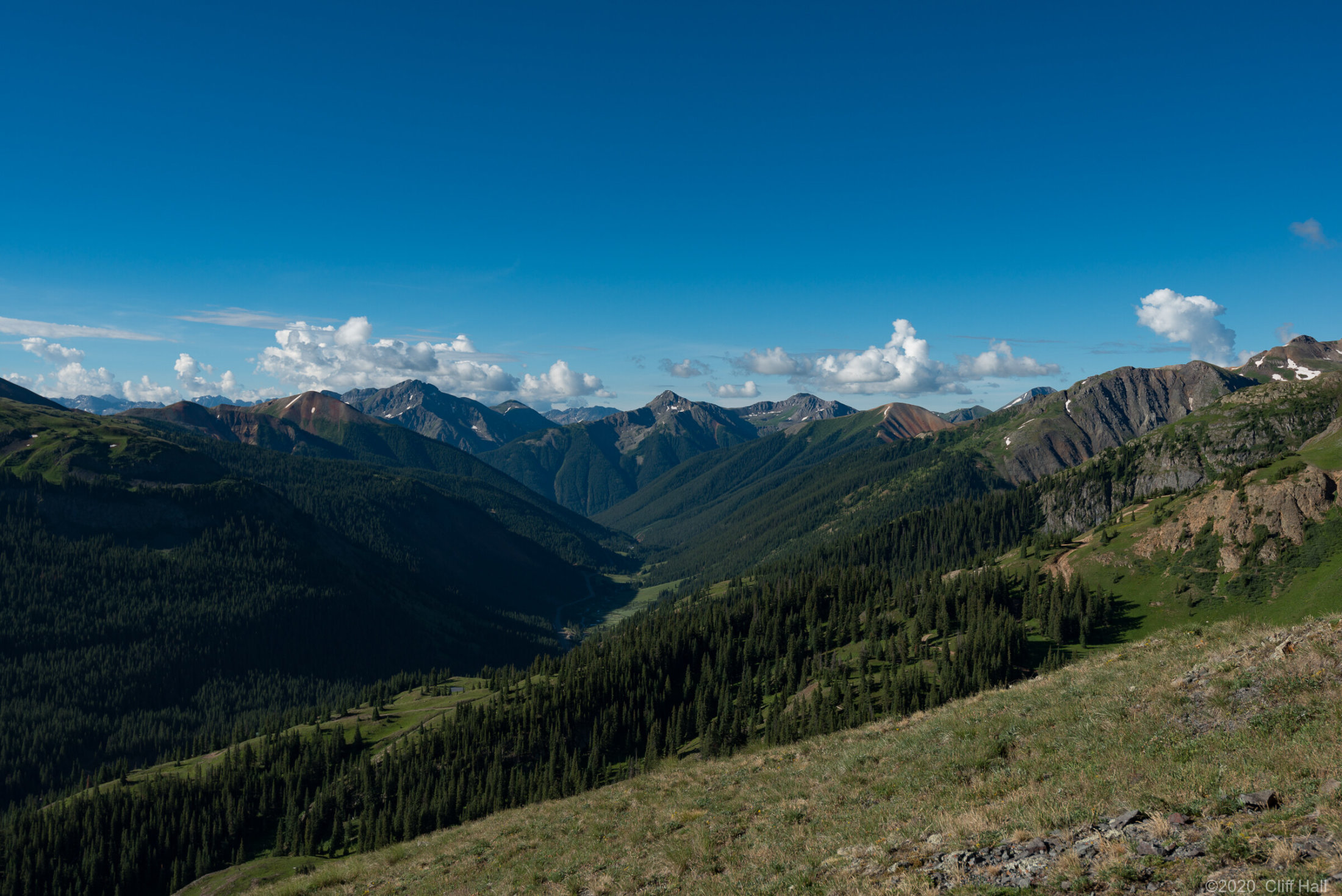 View to the south from Black Bear Pass Rd