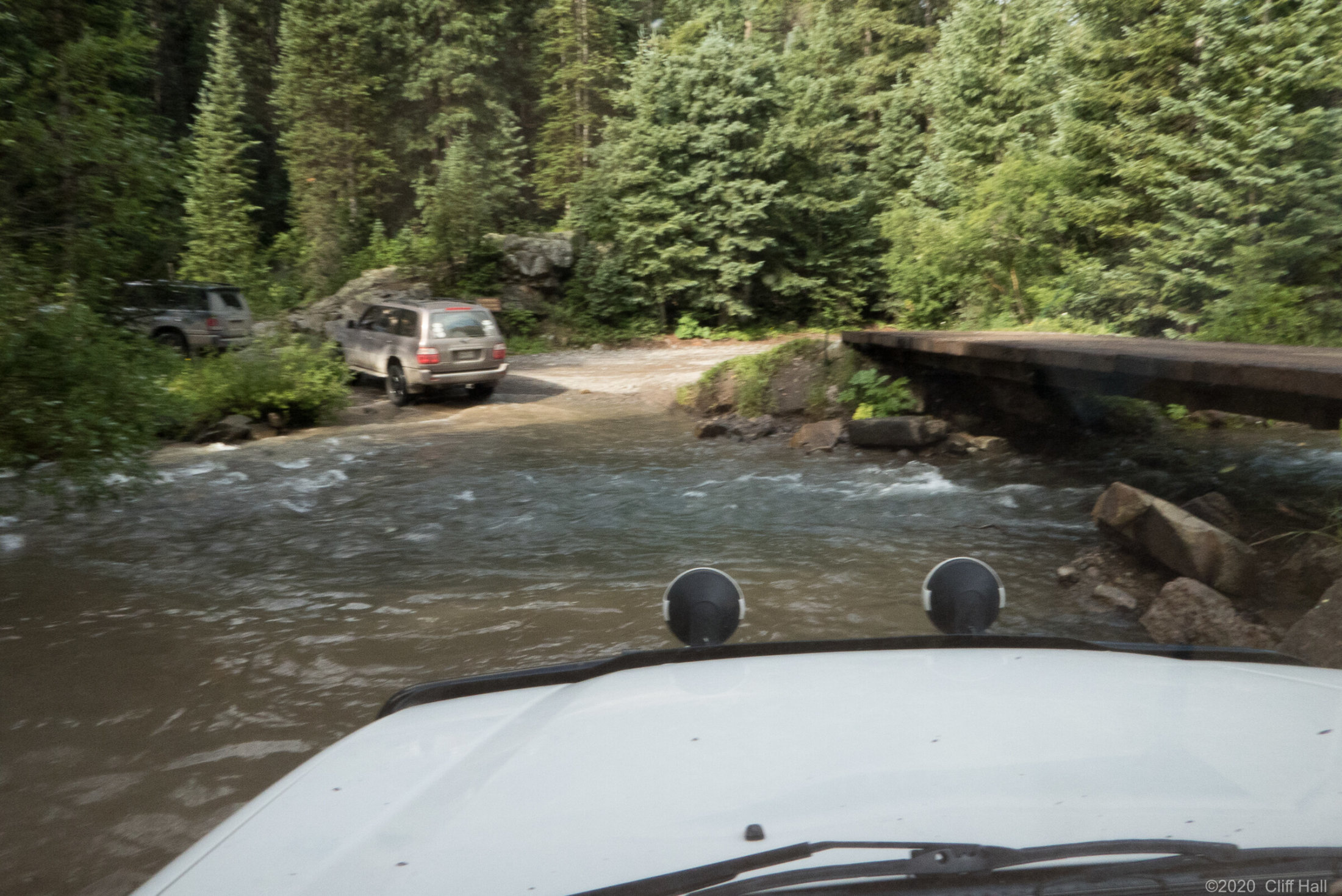 Starting on Imogene Pass Rd with a stream crossing