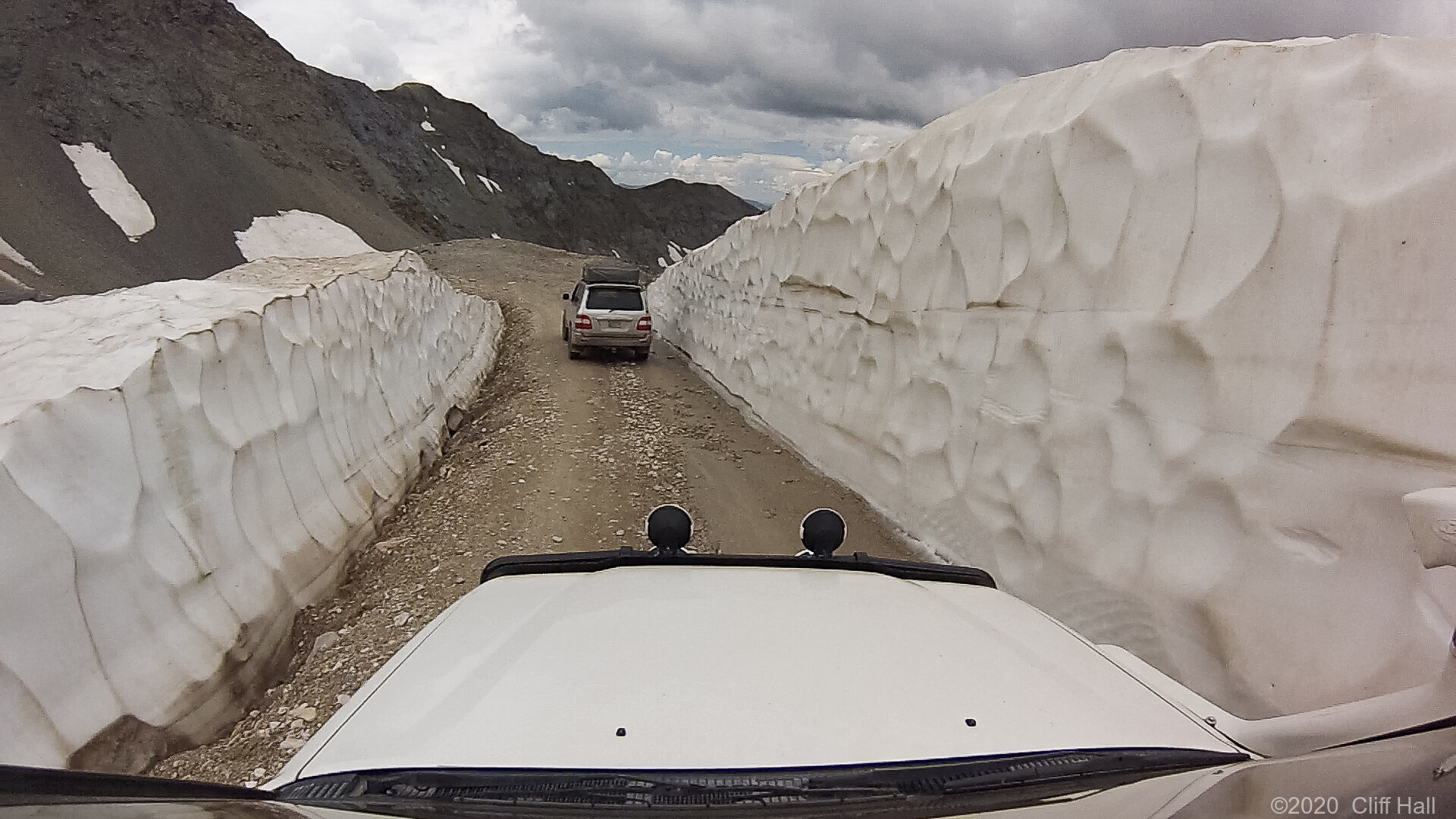 Some snow left at the first switchback