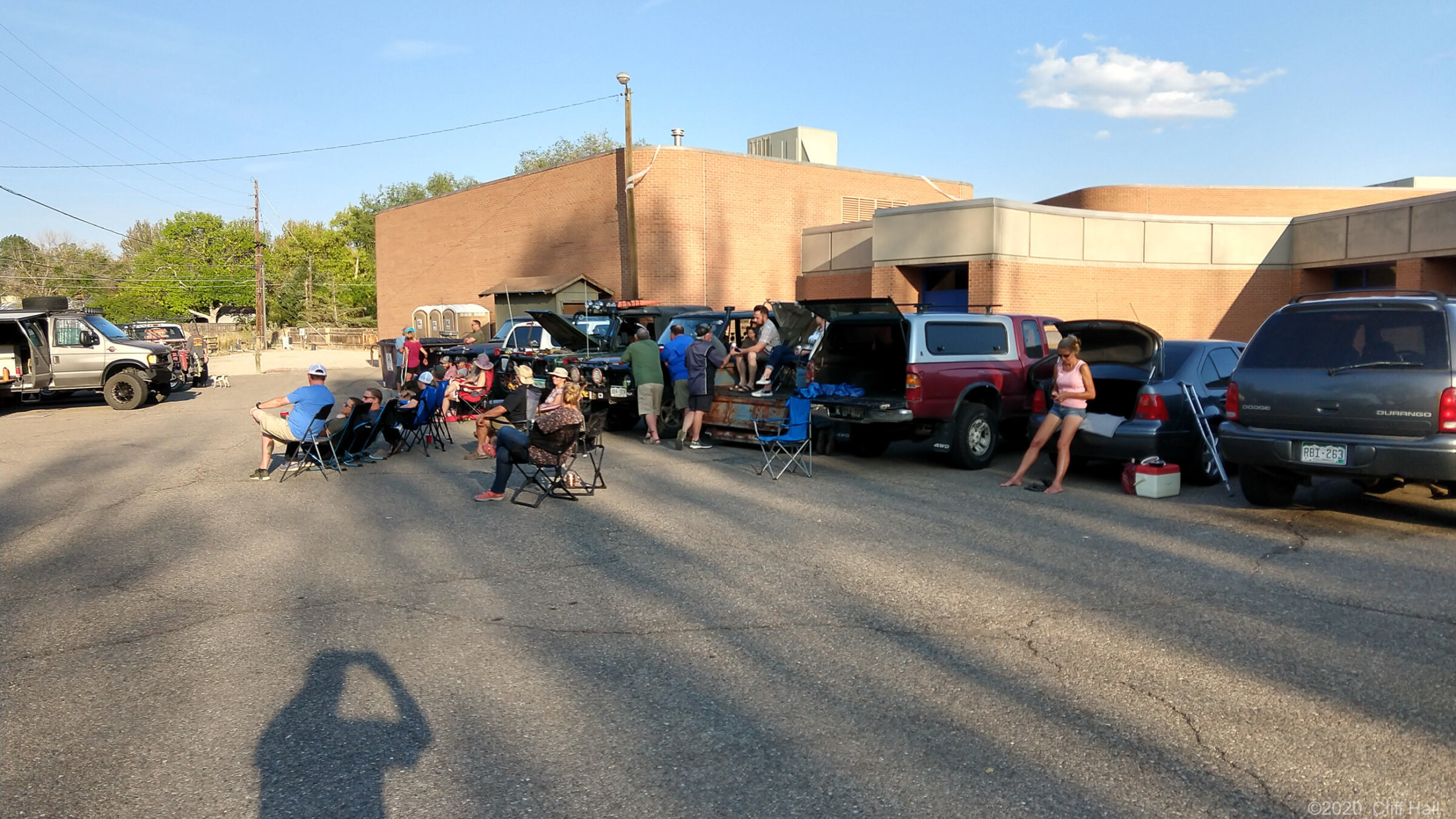 Gathering to listen to the band